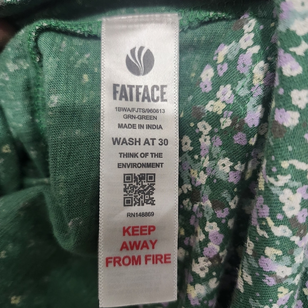 Fat Face Green White Floral Tunic Size 10 - Picture 6 of 7